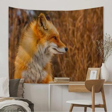 Imagem de Tapeçaria para pendurar na parede Fox Animal 150x130cm em fibra de pol