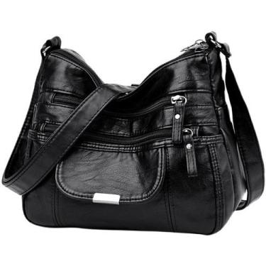 Imagem de Bolsa Messenger de couro macio com vários compartimentos 26x11x21cm - 