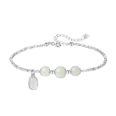 Imagem de Pulseira Nephrite e prata esterlina 925 para mulheres - Yiweisai