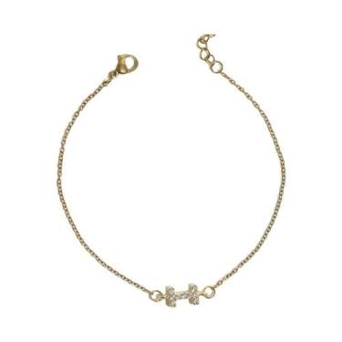 Imagem de Pulseira Feminina Banhada a Ouro Com Iniciais, Joia De Aço Inoxidável 