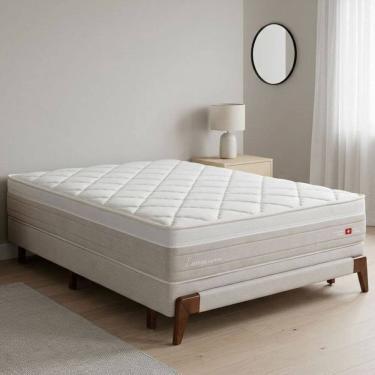 Imagem de Colchão Casal Molas Ensacadas Pillow Top Herval Essenza 138x188x29 Yescasa Bege