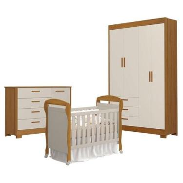 Imagem de Quarto de Bebê Zaki com Berço Americano Danny Areia Savana Acetinado -