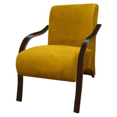 Imagem de Poltrona Vênus 1 Lugar Braço Madeira Tecido Amarelo - D SALLA