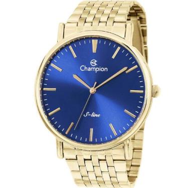 Imagem de Relógio CHAMPION S-line feminino analógico dourado azul CN21112A