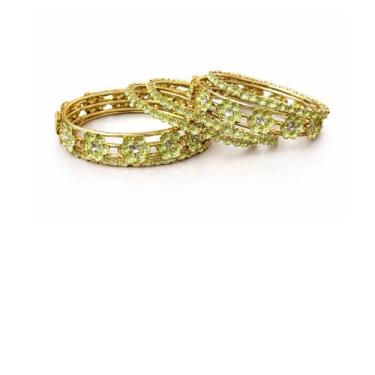 Imagem de Conjunto de Pulseiras Douradas com Miçangas Verdes Boho Chic - Loja Da