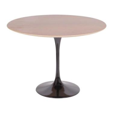 Imagem de Mesa Saarinen Redonda Imbuia 90cm - Base Preta - MGSAARINEN