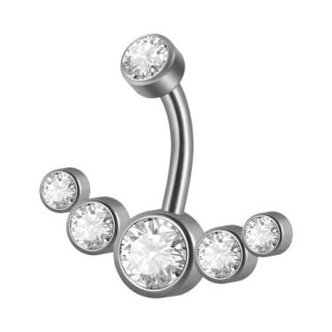 Imagem de Piercing De Umbigo Em Titânio Com Zircônia 16G Quadrado Redondo CZ Joi
