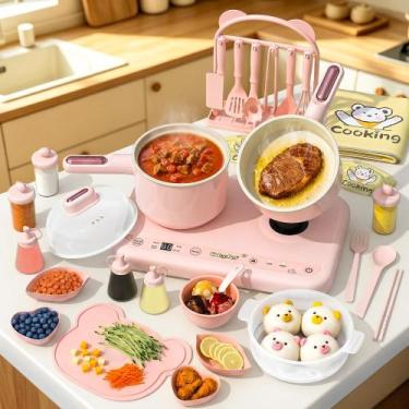 Imagem de Kit de Cozinha Infantil Gotoofun com Fogão Duplo e Faca Segura