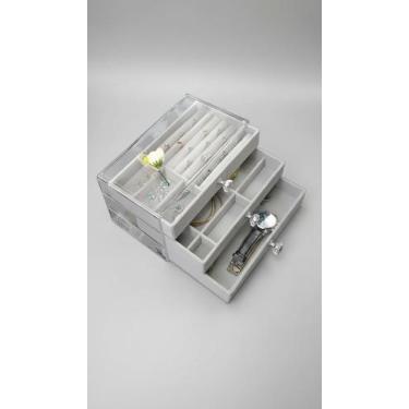 Imagem de Organizador de Joias 3 Gavetas Acrílico Veludo - Congratulations Store