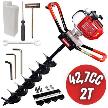 Imagem de Perfurador De Solo Profissional á Gasolina Kawashima ED43 42.7cc Com Broca 150mm Forte e Econômica Ideal Para Uso na Construção Civil