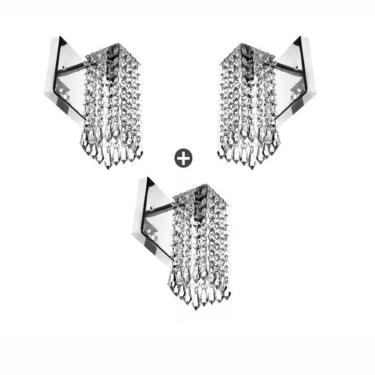 Imagem de Kit 3 Arandelas De Cristal Acrilico Clearcrillic Quadrada!