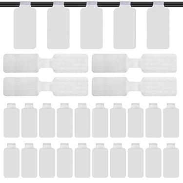 Imagem de Etiquetas de cabo autoadesivas de 60 peças, etiquetas de fio de colagem, etiquetas de cordão de nylon graváveis etiquetas de cabo branco para escritório etiquetas de fio à prova d'água para computador
