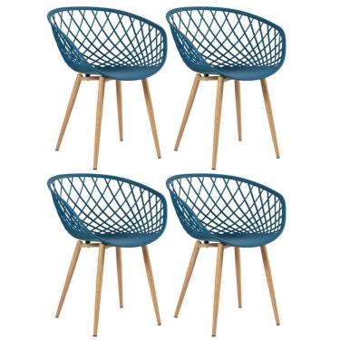 Imagem de Kit - 4 X Cadeiras Clarice Nest Com Apoio De Braços - Sidera - Azul Petróleo