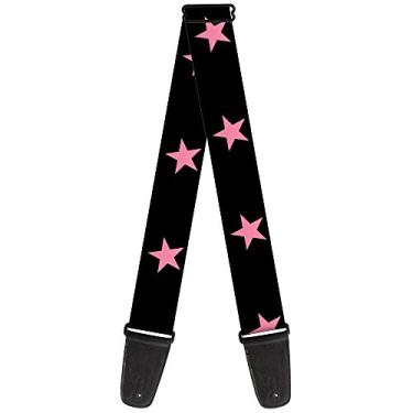 Imagem de Buckle-Down Alça de guitarra estrela preto rosa 5 cm de largura