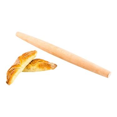 Imagem de Restaurantware Pastry Tek Rolo de massa francês de 38 cm, 1 rolo cônico para assar - Rolo de massa de madeira de faia natural sólido de grau profissional para fondant, biscoitos de massa de pizza e