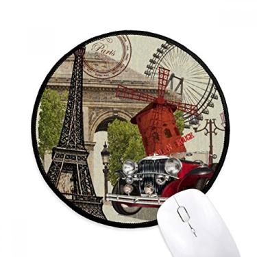 Imagem de Tapete de mouse antigo França Torre Eiffel Desktop Office Tapete redondo para computador