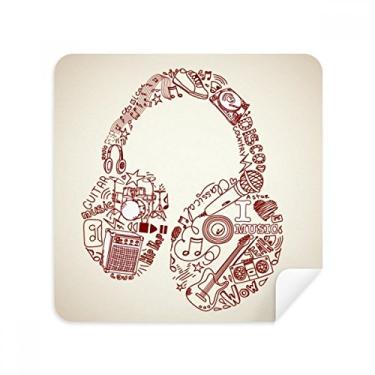 Imagem de Illustration Music Headset Padrão Óculos Pano Limpador de Tela Tecido Camurça Pacote com 2