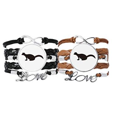 Imagem de DIYthinker Pulseira de retrato animal polecat preta alça de mão pulseira de corda de couro conjunto duplo presente, Não se candidatar