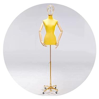 Imagem de Female Mannequin Torso Torso de manequim de busto feminino forma de vestido, manequins de exibição de shopping/roupas, com base removível/altura ajustável (Color : Yellow)