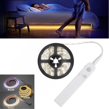Imagem de Fita de Led SMD 2835 Adesiva Flexível 3m Com Sensor De Presença Com 3 Modos IP65 Funciona A Pilhas Ou Com Fonte De 5V