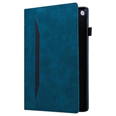 Imagem de Capa carteira para tablet, capa de couro fashion, suporte para cartão de livro, capa de suporte fólio capa interna de TPU macio para Samsung Galaxy Tab S8 Plus 12,4 polegadas/S8 Ultra 14,6 polegadas, azul, S8 Plus 12,4 polegadas