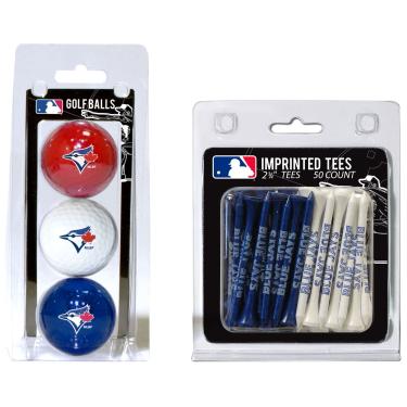 Imagem de Team Golf Bolas de golfe impressas com logotipo MLB Toronto Blue Jays (3 unidades) e camisetas de golfe regulamentadas de 6,9 cm (50 unidades), multicoloridas