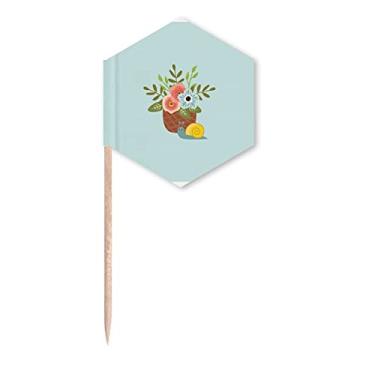 Imagem de Vaso de flores de caracol vermelho azul palito bandeiras de cupcake palitos festa celebração