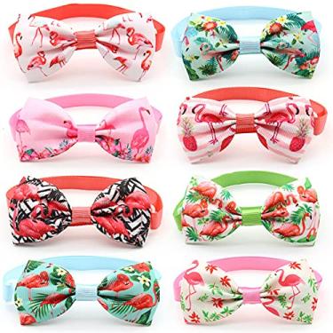 Imagem de SEIS 8 peças de coleira de flamingo para cães, coleira ajustável fofa, coleira de identificação para animais de estimação, acessórios para pescoço de gato rosa, suprimentos para animais de estimação, primavera, verão, para cães pequenos, médios (flamingo)