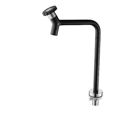 Imagem de Torneiras de máquina de lavar de montagem em parede de aço inoxidável preto banheiro canto esfregão piscina pequena torneira ao ar livre jardim torneira de água fria, 38005