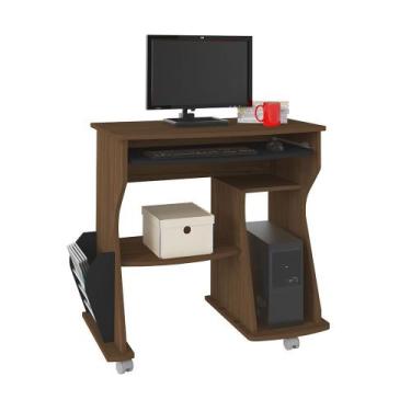 Imagem de Escrivaninha/Mesa Para Computador 160 Amêndoa Com Preto E Porta-Revist