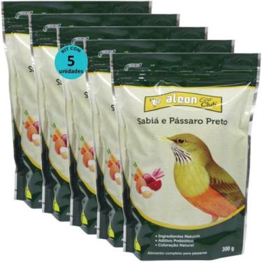 Imagem de Alcon eco club sabiá e pássaro preto 300g kit com 5 ração para pássaro