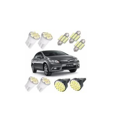 Imagem de Kit Lampadas Led Civic 2012 2013 Pingo Placa Teto Ré - Blue lion