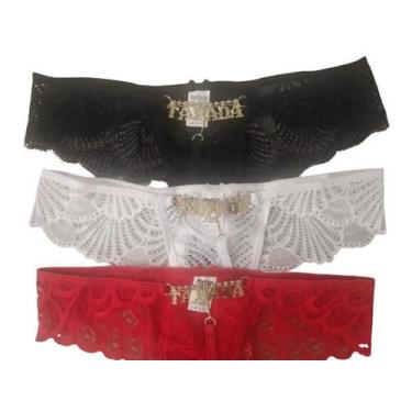 Imagem de Kit 2 calcinha tanga fio frase em biju strass renda - MDJ, G(sortida)