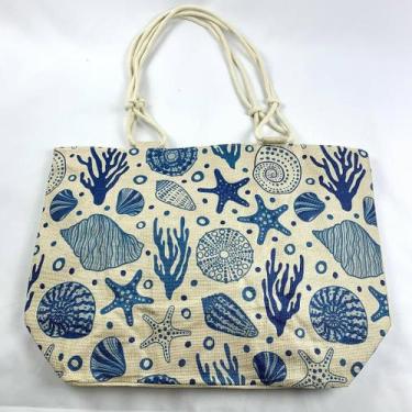 Imagem de Bolsa Feminina De Praia Sacola Grande Com Forro Fundo Do Mar Oceano - 