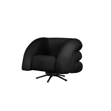 Imagem de Poltrona Base Giratória e Balanço Micheli Veludo Preto - Mansão Decor