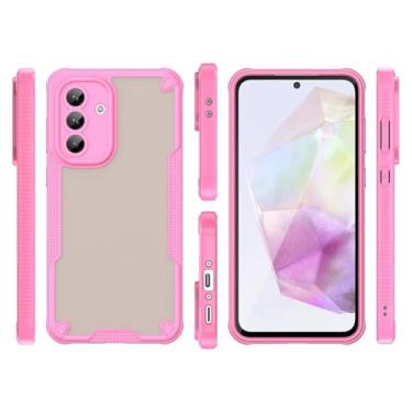 Imagem de HTXWXJC Capa de celular para Galaxy A56, capa para Samsung A56 com protetor de tela, capa rígida de policarbonato fosco translúcido, capa à prova de choque, fina e fina para Samsung Galaxy A56 rosa