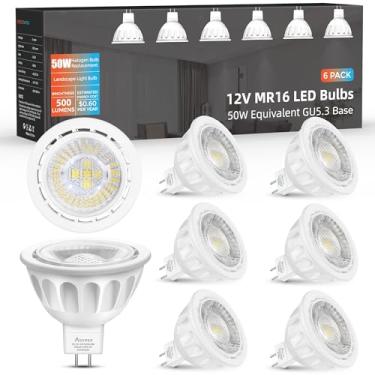 Imagem de Aovpex MR16 LED Bulb 6Pack,12V 5W(50W Halogen Replacement),2700K Warm White,GU5.3 Bi-Pin Base, Non-Dimmable MR16 LED Spot Light Bulbs for Indoor Outdoor Landscape Lighting
