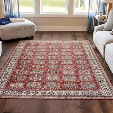 Imagem de Wyatt & Ash Red Minot Imagine Chenille impresso 1,60 m x 2,7 m, antiderrapante e lavável na máquina