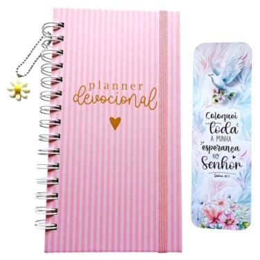 Imagem de Planner Devocional Católico, 100 Folhas, 90g, Capa 11,5 x 21,5 cm, Bolsinho Interno (Rosa)