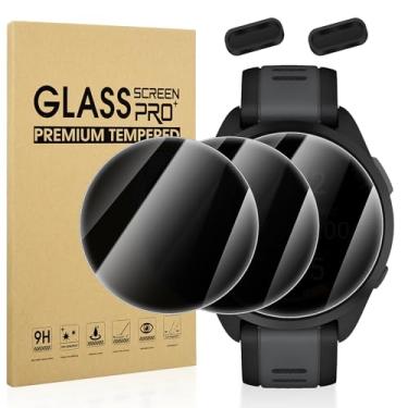Imagem de Suoman Pacote com 3+2 protetores de tela para Garmin Forerunner 165, porta do carregador + [antiespiar] Película protetora de tela de vidro temperado com dureza 9H