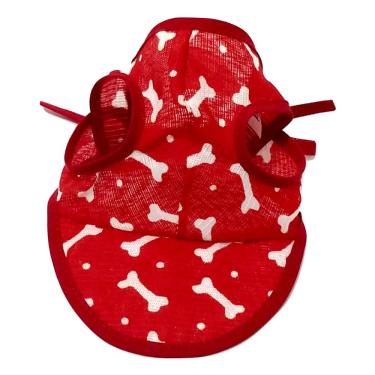 Imagem de Boné Cachorro viseira vermelha estampada de ossinhos tam G