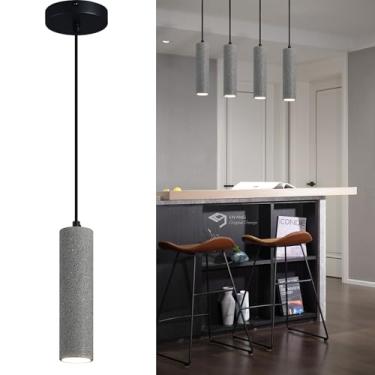 Imagem de ADCTHOME Luminária Pendente Moderna De Concreto Com Led Preto Para Ilha Cozinha, Teto Sala Jantar, Clube Café, Restaurante, Bar, Estar (Pacote 2)