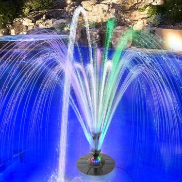 Imagem de Yzert Fonte Pond Com 12 Luzes Coloridas, Adaptador De Cabo Alimentação 10,9 M, Piscina Elétrica, Cascata Flutuante 2 Níveis Para Jardim Externo