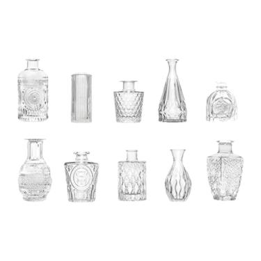 Imagem de Ioensy 10 peças de vasos de vidro para flores, mini vasos fofos para presente de aniversário, decoração portátil para casa, recipientes decorativos para, Transparente