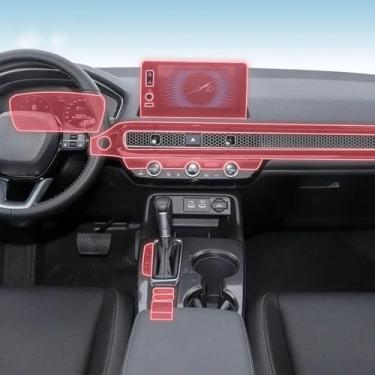 Imagem de PACSCI Painel de caixa de engrenagens interior do carro TPU tela de película protetora anti arranhões reajuste, para Honda Civic 2021-2024