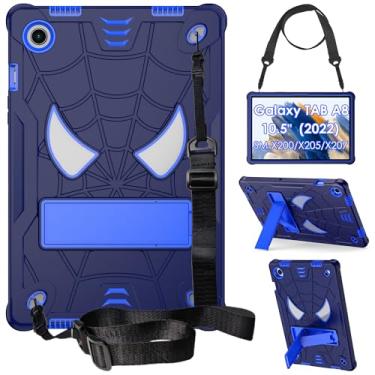 Imagem de DETUOSI Capa Infantil Para Samsung Galaxy Tab A8 10,5" 2022 (Sm-X200/X205/X207) Com Alça De Ombro, Protetora Híbrida 3 Camadas, Resistente A Impactos, 4 Ângulos Visão, Meninos E Homens