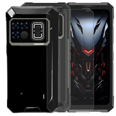 Imagem de MAOUICI Capa para Doogee Fire 6 Max, capa macia de TPU antiimpressão digital, protetor de tela de vidro temperado [1 unidade] [6,7 polegadas] preta