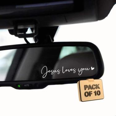 Imagem de Alpacastore Adesivo Jesus Love You Espelho Retrovisor Garrafa de Água Adesivo Lembrete de Afirmação Adesivo Laptop Bumper Tumbler Vinil Decalque Espelho de Carro Novo Decoração de Carro Pacote com 10