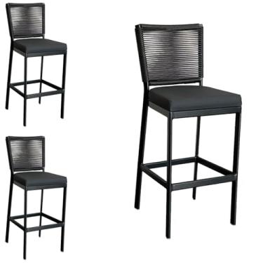 Imagem de Kit 3 Banquetas para Balcão Cozinha Churrasqueira Moderna de Alumínio - Aluminium Decor (Preto)