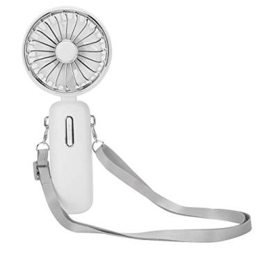Imagem de Pssopp Mini Ventilador de Refrigerador de Mesa Portátil, Ventilador de Mão Em Espiral 4 Folhas Com 3 Velocidades de Ajustáveis, Cordão Destacável 4800mAh Bateria para Externo Interno (WHITE)